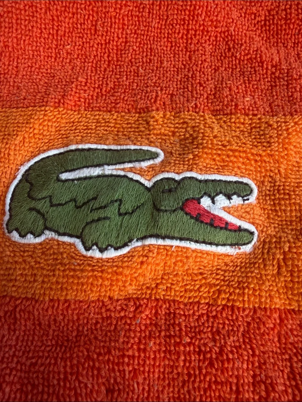 Lacoste Orange Stripe Crocodile Logo Cotton Bath Towel 30x52